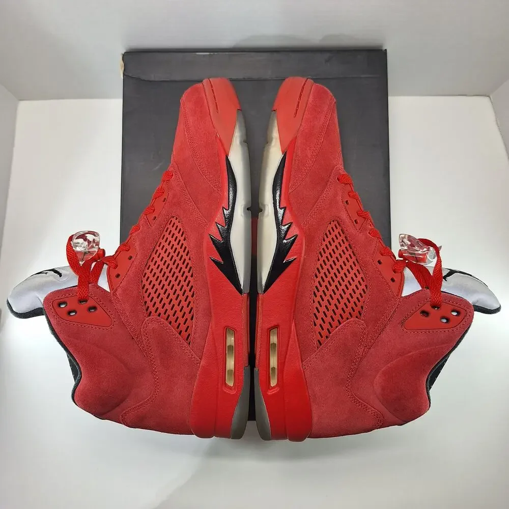 Air Jordan 5 Retro Mens 12 Red Suede 136027-602 Basketball Shoes Sneakers